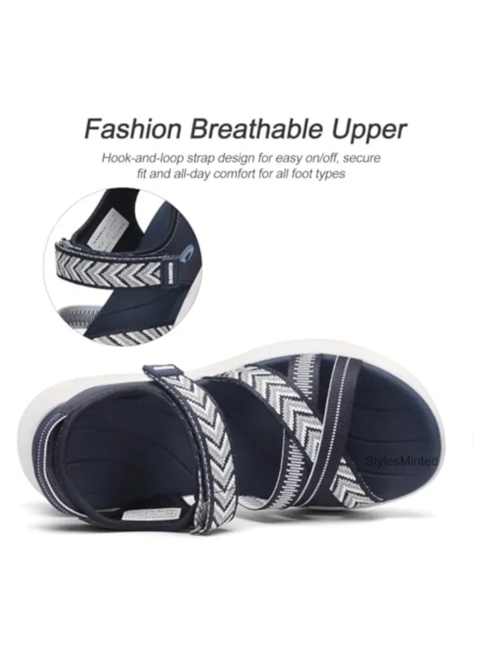 Women's Platform Walking Sandals with Adjustable Buckle - Athletic Wedge